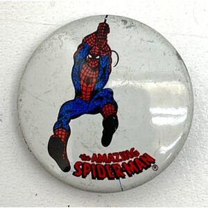 Amazing Spider Man Pinback buttons Swinging 1970's Pin Marvel Comics